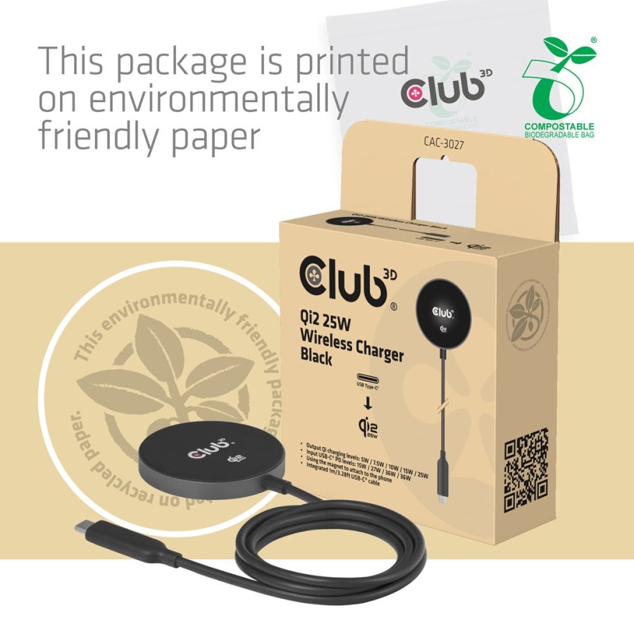 CLUB3D CAC-3027 oplader til mobil enhed Smartphone, Universel Sort DC Tr�dl�s opladning Hurtig opladning Indend�rs #11