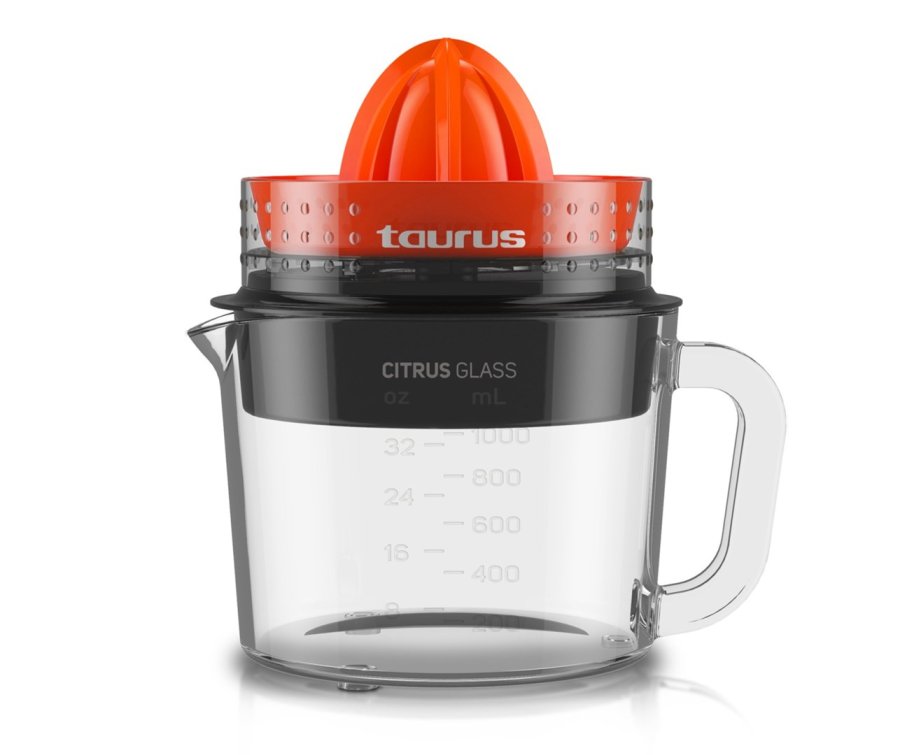Taurus Citrus Glass elektrisk citruspresser 1 L 30 W Sort, R�d, Transparent #1