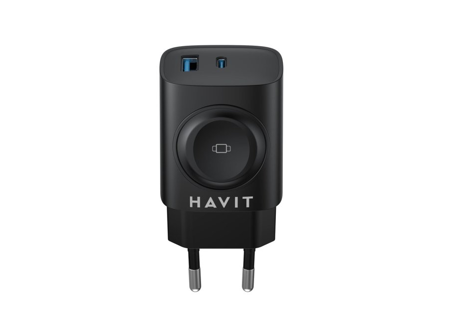 Havit UC132 EU - GaN 22 W dobbeltport-oplader med mulighed for trdls opladning, sort #1
