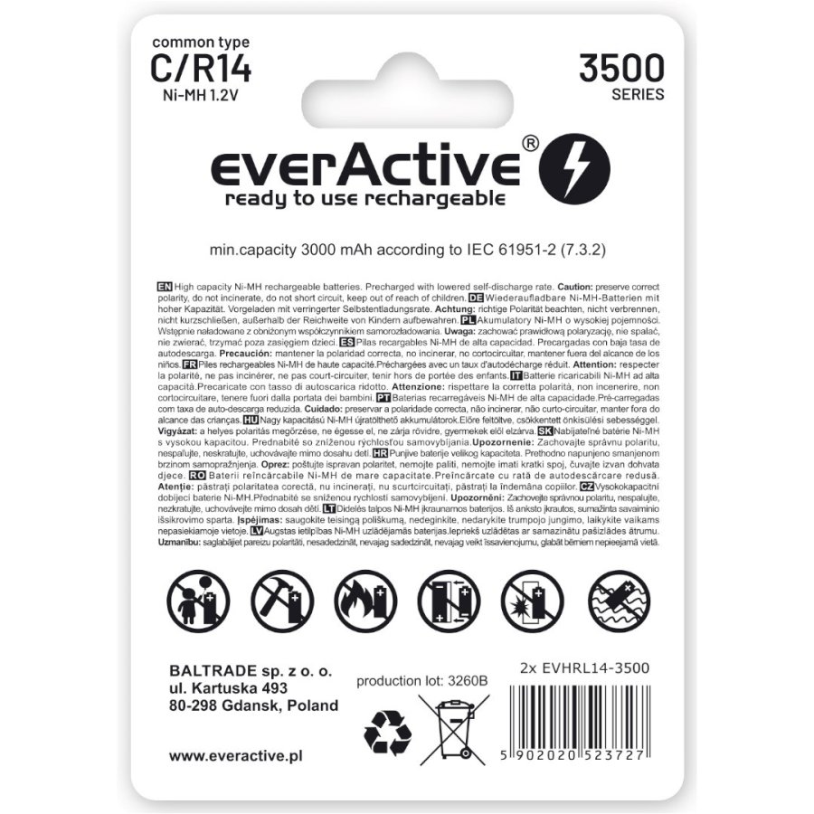 Akumulatorki everActive R14/C Ni-MH 3500 mAh klar til brug #2