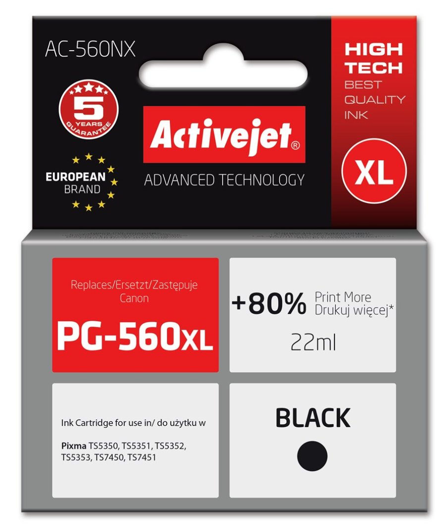 Activejet AC-560NX Printerblk til Brother, erstatning for Canon PG-560XL; Supreme; 22 ml; sort #1