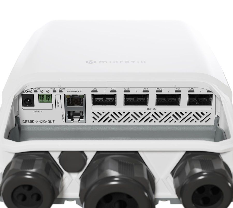 Mikrotik CRS504-4XQ-OUT netvrksswitch Administreret L3 Fast Ethernet (10/100) Strm over Ethernet (PoE) 1U Hvid #12