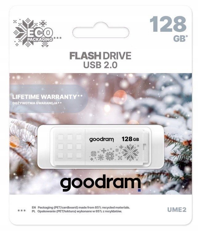 Goodram UME2 Winter USB-ngle 128 GB USB Type-A 2.0 (UME2-1280W0R11-WI) Hvid #2