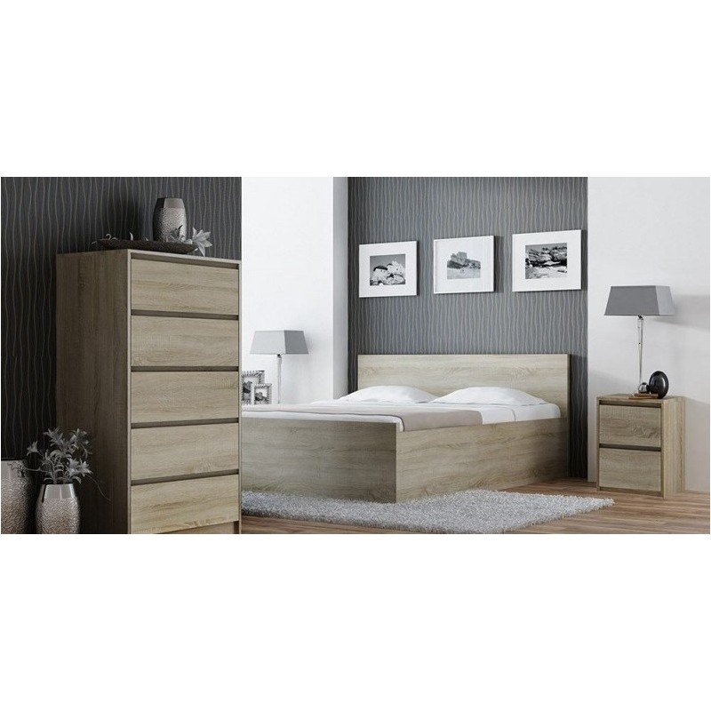 Topeshop K2 SONOMA sengelampe & sengebord 2 skuffe(r) Egetr #2
