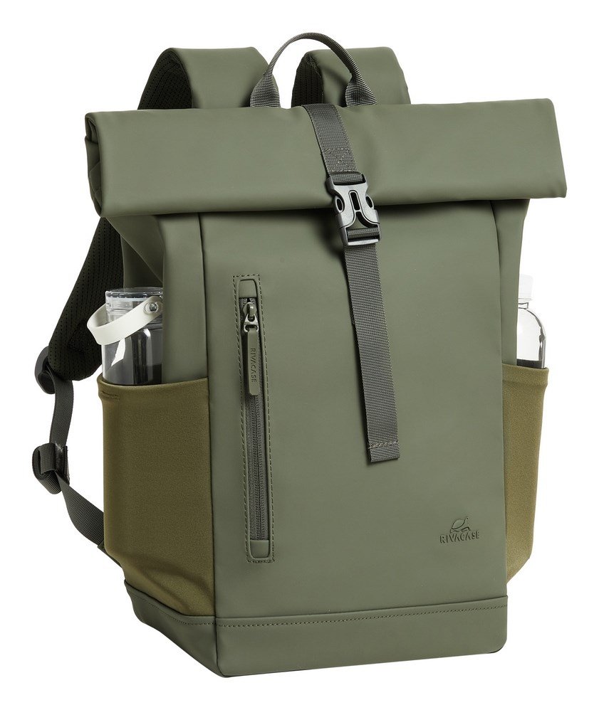 Rivacase Eden rygs�k Rejserygs�k Oliven PU-l�der, Polyester, Genanvendt polyethylenterephthalat (rPET) #10
