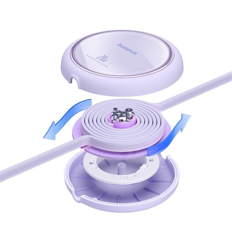 Baseus Free2Pull Udvideligt USB C til iP Ligtning hurtigopladningskabel 1 m 20 W Lilla #5