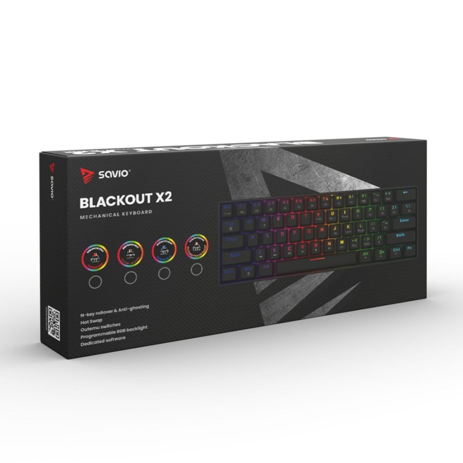 SAVIO BLACKOUT X2 Mekanisk tastatur med OUTEMU Red kontakter, Hot Swap #6