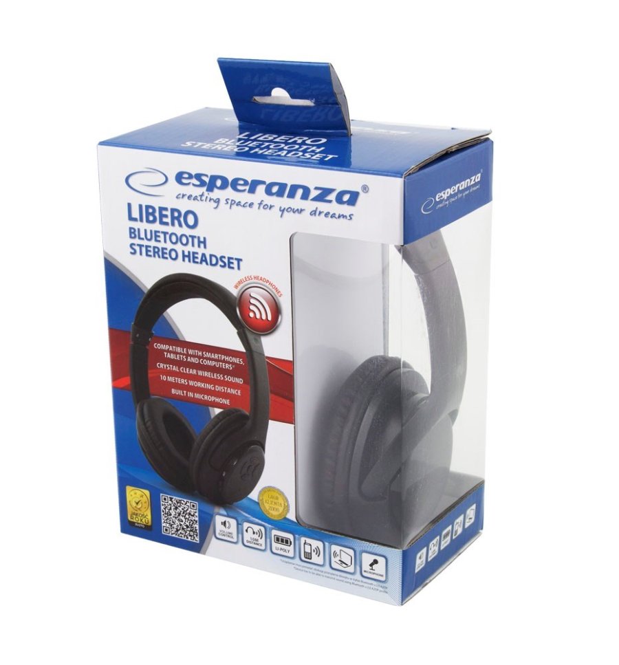 Esperanza Libero EH163K Headset Trdls Musik Mini-USB Bluetooth Sort #9