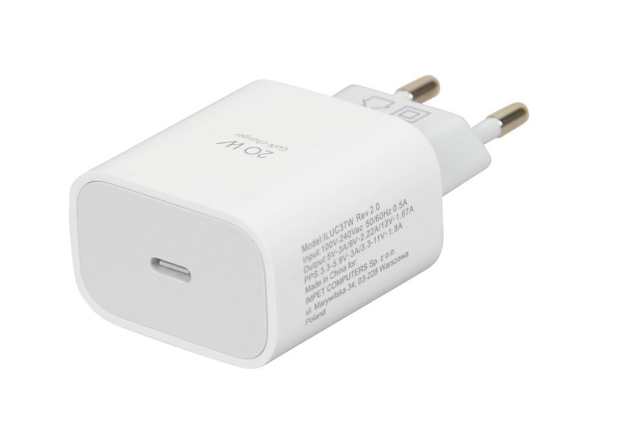 Rejselader iBOX C-37 GaN PD20W, hvid #1