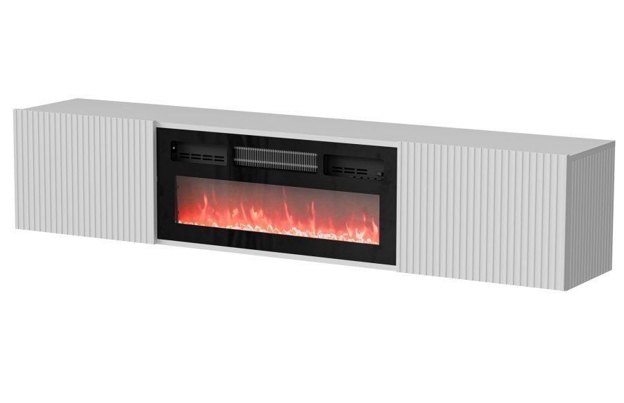 Cama RTV-skab ROTA 183x35x37 hvid mat + sort pejs #1