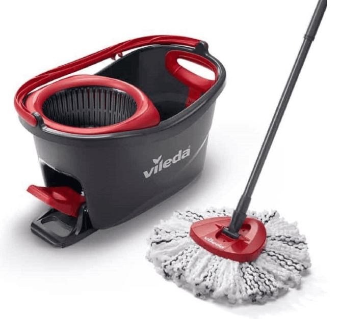 Mop with Bucket Vileda 167751 Sort Rd Mikrofiber Plastik #5