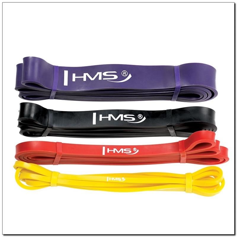 HMS Fitness GU05 SET motionsbnd Gummi Sort, Lilla, Rd, Gul #1