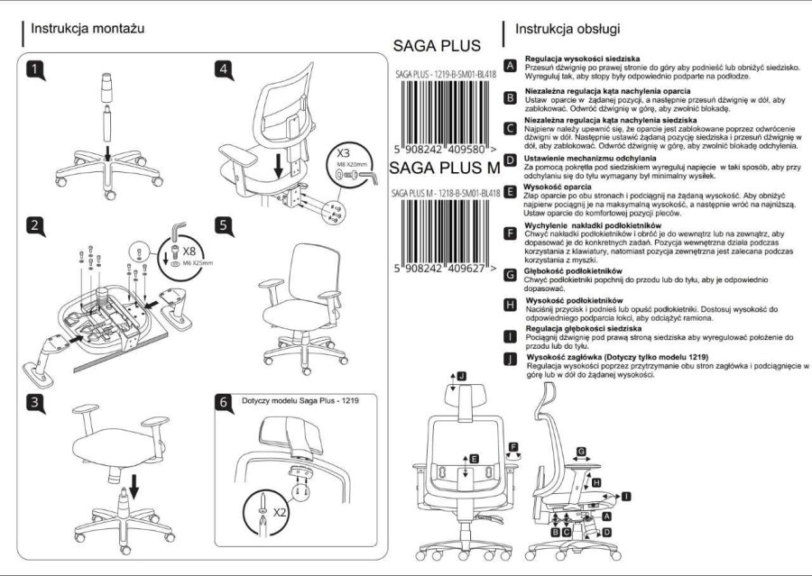 Ergonomisk kontorstol SAGA PLUS sort #6