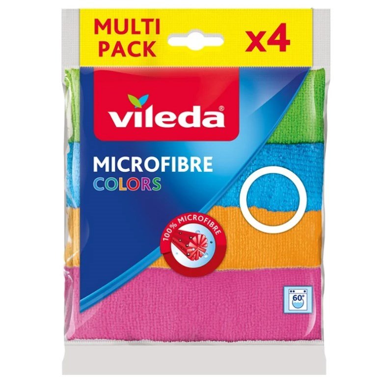 Mikrofiber rengringsklud Vileda 155717 Bl Hvid Grn Orange Mrkegr (4 enheder) (4 Dele) #1