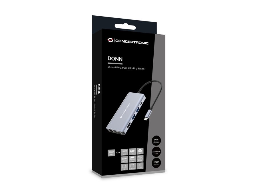 Conceptronic DONN20G dockingstation Ledningsf�rt USB 3.2 Gen 1 (3.1 Gen 1) Type-C Gr� #4
