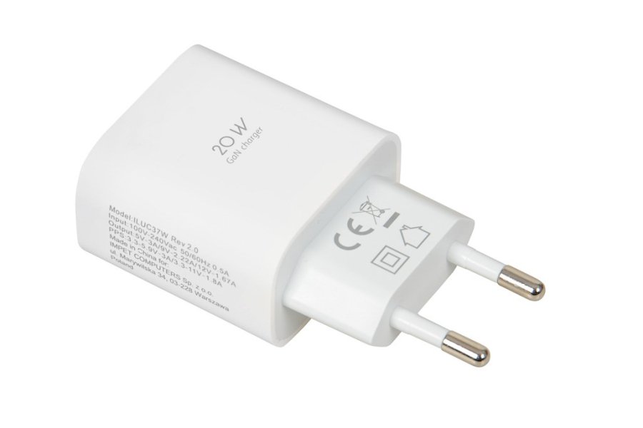 Rejselader iBOX C-37 GaN PD20W, hvid #2