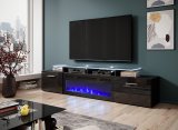 RTV-skab ROVA med elektrisk pejs 190x37x48 cm sort/sort hjglans #3