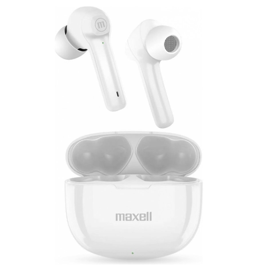 Maxell Dynamic+ trdlse hovedtelefoner med opladningsetui Bluetooth hvid #1