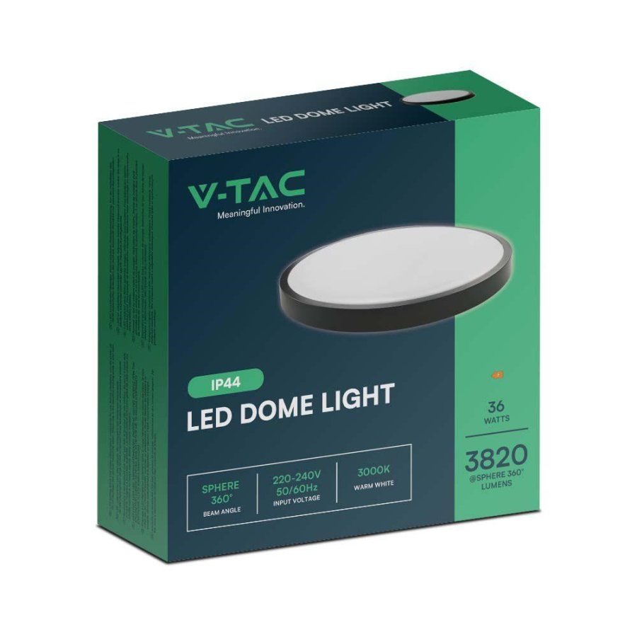 Plafond V-TAC VT-8630B overflademonteret 36W LED IP44 42cm 4000K 3820lm (SKU 76401) Sort #3