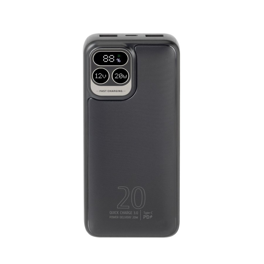 Powerbank RIVACASE 20000 mAh USB-C 20W + LCD sort (1x I/O USB-C PD 18W / PD 20W, 2x USB-A QC 3.0 18W, LCD, sort) #1