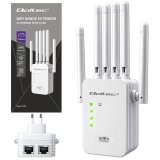 Qoltec 57068 WiFi 5 signalforst�rker | Repeater | Adgangspunkt | AC1200 | 6 antenner | 2x RJ45 | 128MB #50