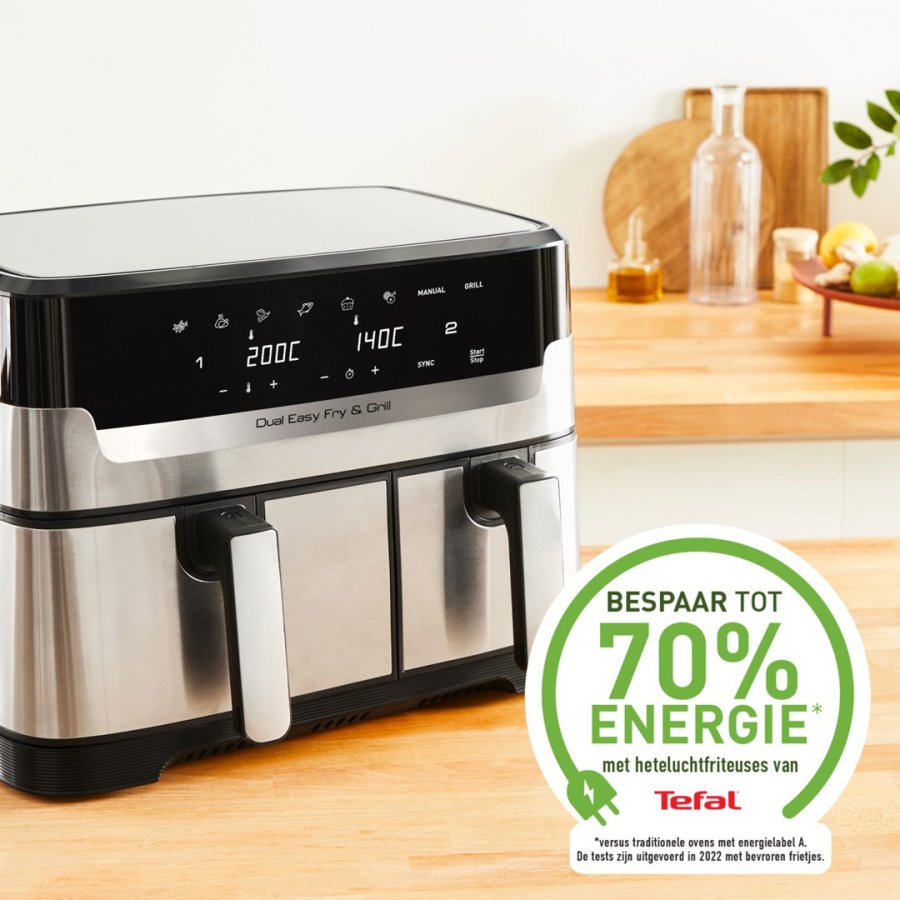 Tefal Dual Easy Fry & Grill EY905D Dobbelt 8,3 L Enkeltstende 2700 W Varmluftsteger Rustfrit stl #3