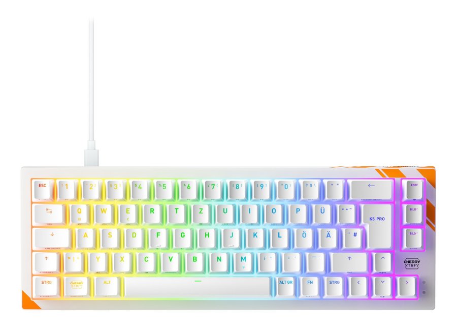 CHERRY K5 PRO TMR COMPACT tastatur Spil USB QWERTZ Tysk Orange, Hvid #1