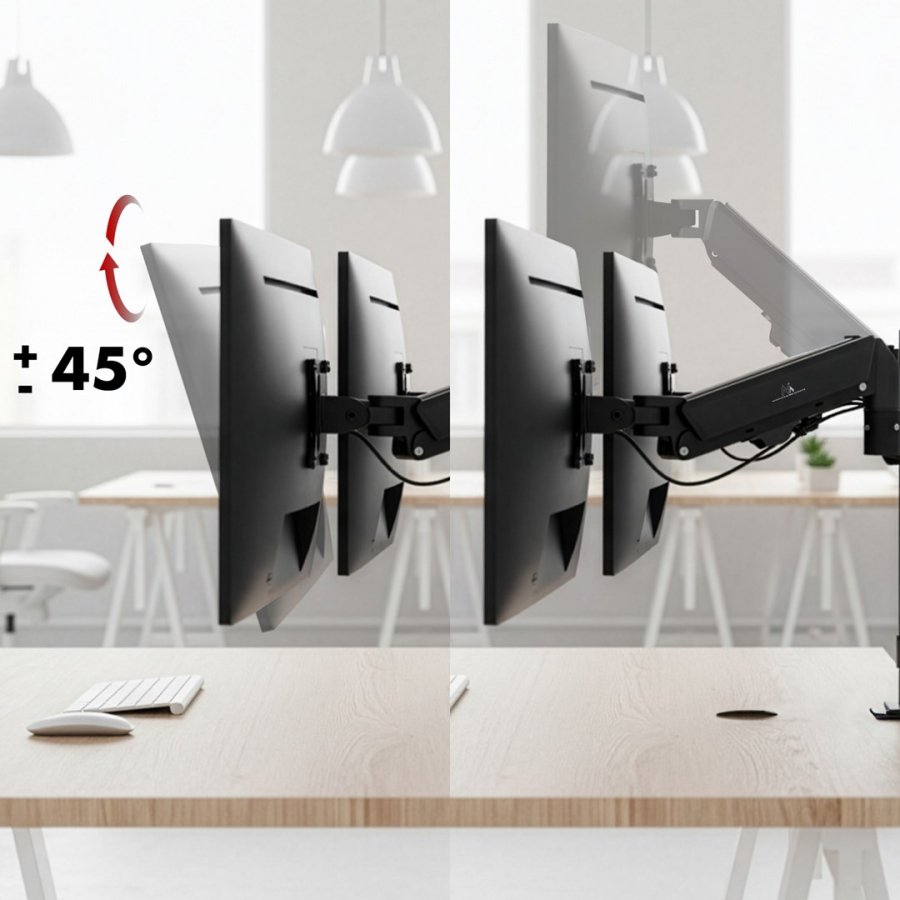 Maclean holder til 2 sk�rme, gasfjeder, 17�-32�, 2-10 kg, sort, MC-136 #8