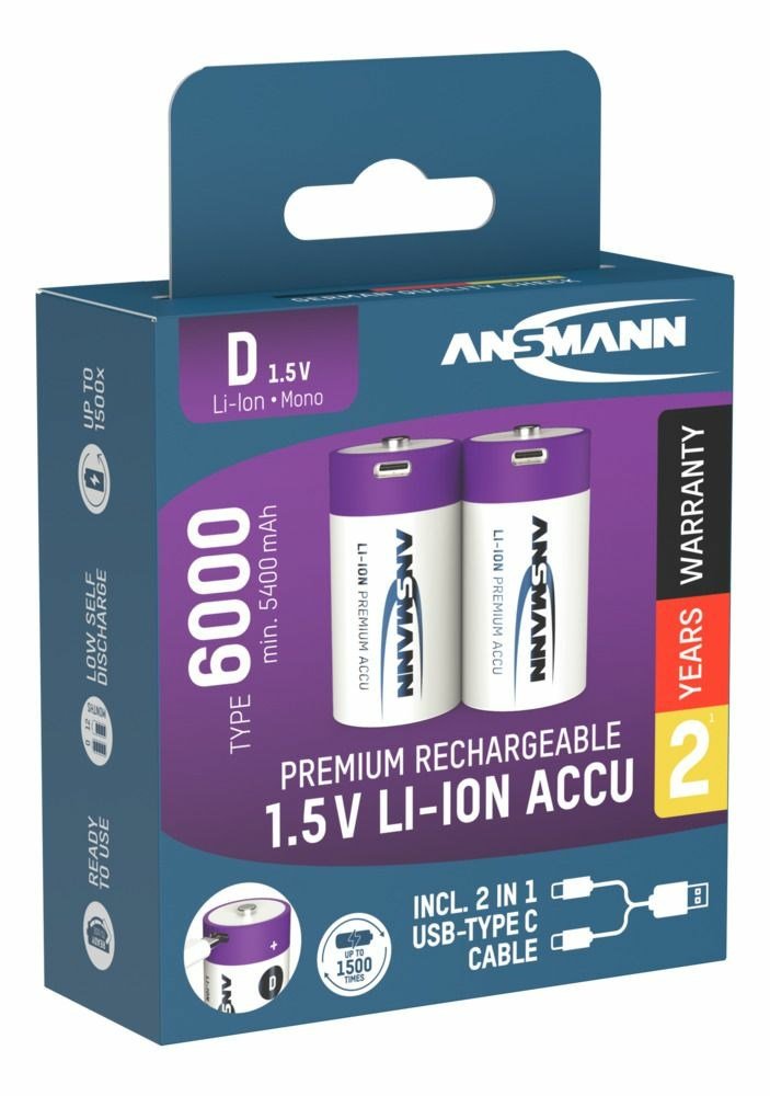 Ansmann 1314-0005 husholdningsbatteri Genopladeligt batteri D Lithium-Ion (Li-Ion) #4