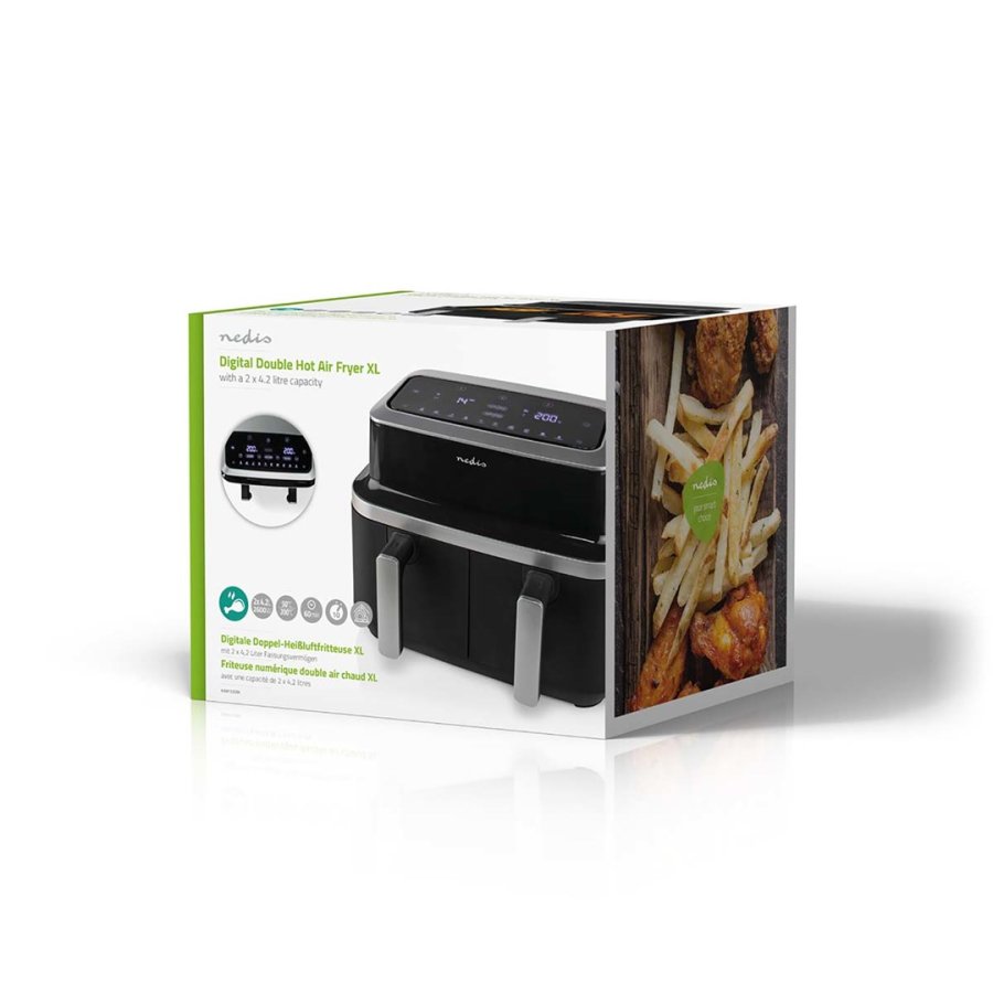 Dobbelt Varmluftfrituregryde | 2x4.2 l | Timer: 60 min | Antal forudindstillede programmer: 10 | Digital | Sort #9