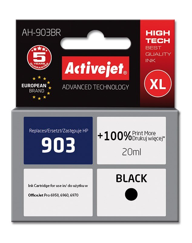 Activejet AH-903BR blk (erstatning HP 903 T6L99AE; Premium; 20 ml; sort) #1