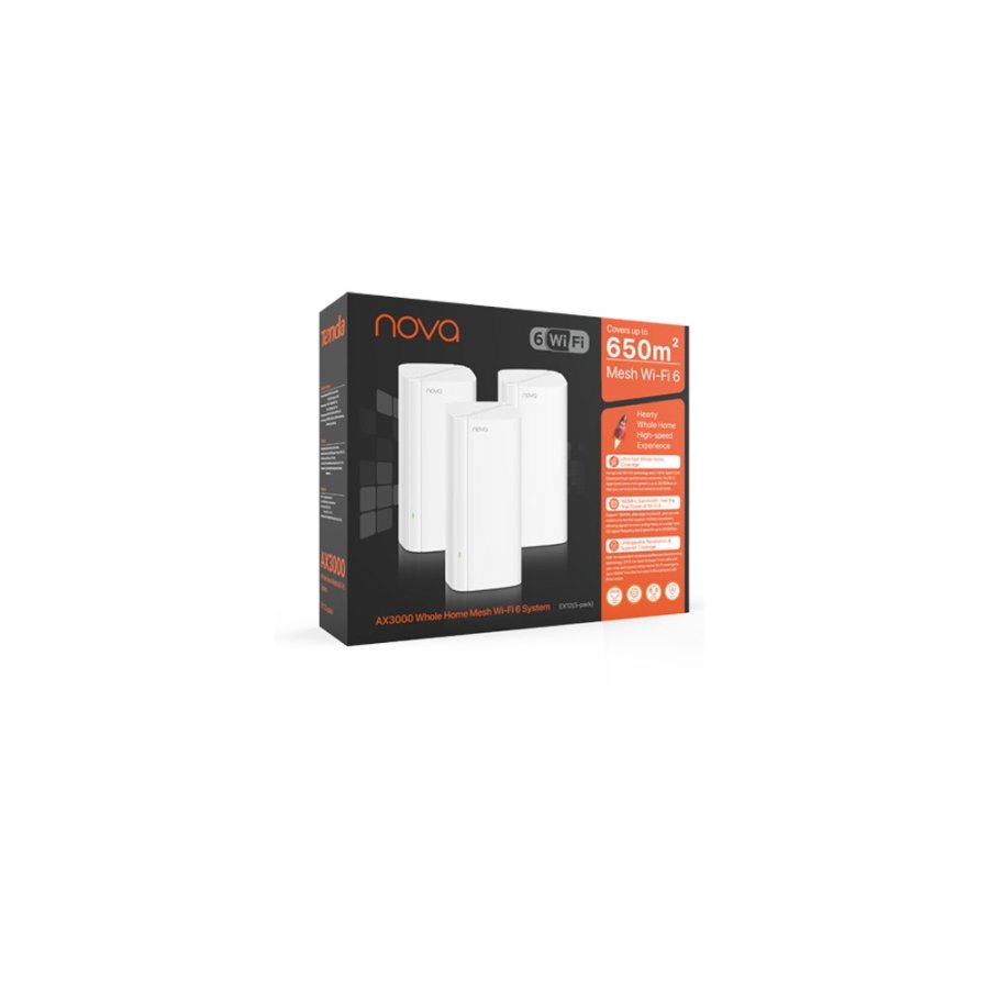Tenda EX12 Dual-band (2,4 GHz / 5 GHz) AX3000 System Mesh Wi-Fi 6 (3-pak) Hvid #4
