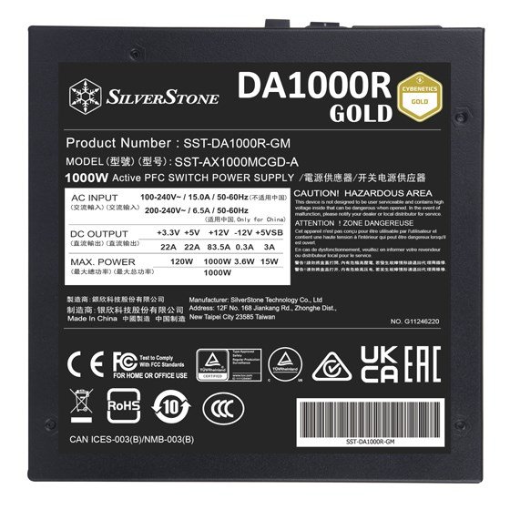 Silverstone DA1000R Gold enhed til str�mforsyning 1000 W 20+4 pin ATX ATX Sort #5