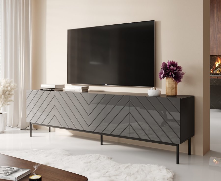 ABETO RTV kabinet p sort stlramme 200x42x60 grafit/blank grafit #2