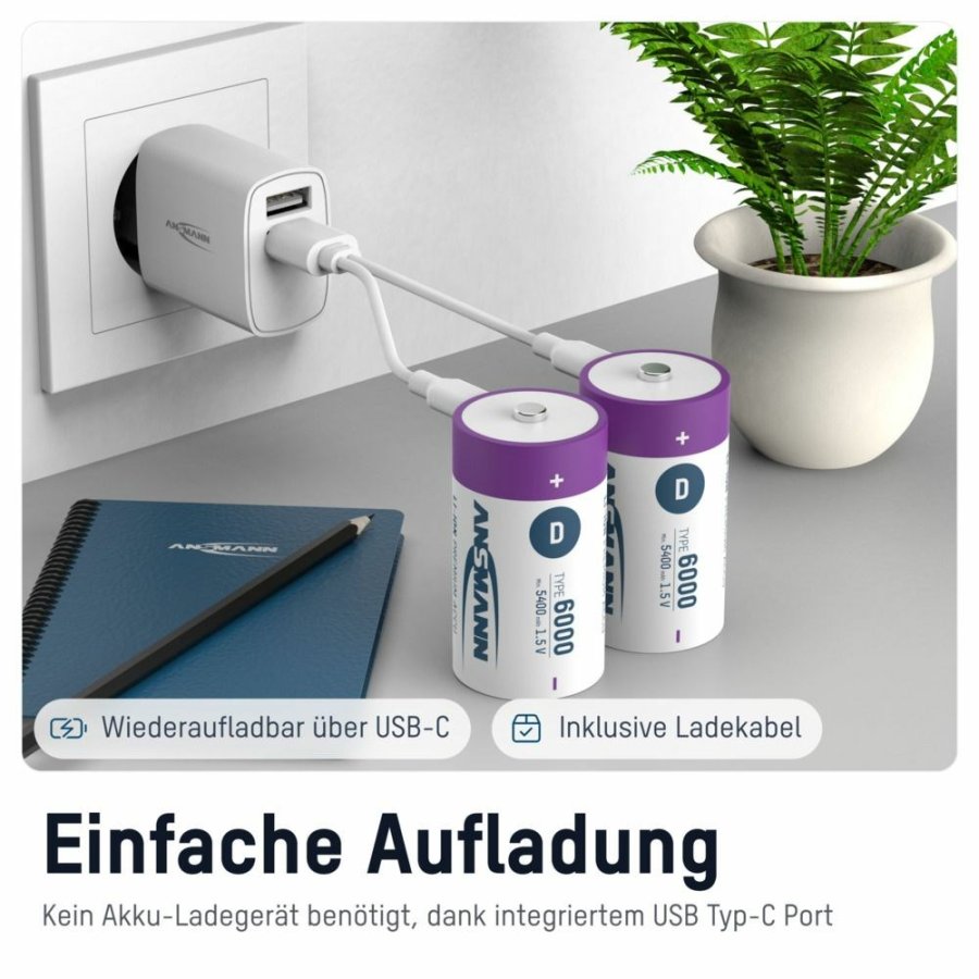 Ansmann 1314-0005 husholdningsbatteri Genopladeligt batteri D Lithium-Ion (Li-Ion) #7