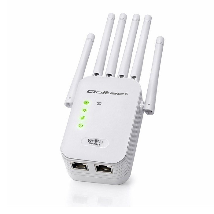 Qoltec 57068 WiFi 5 signalforst�rker | Repeater | Adgangspunkt | AC1200 | 6 antenner | 2x RJ45 | 128MB #36
