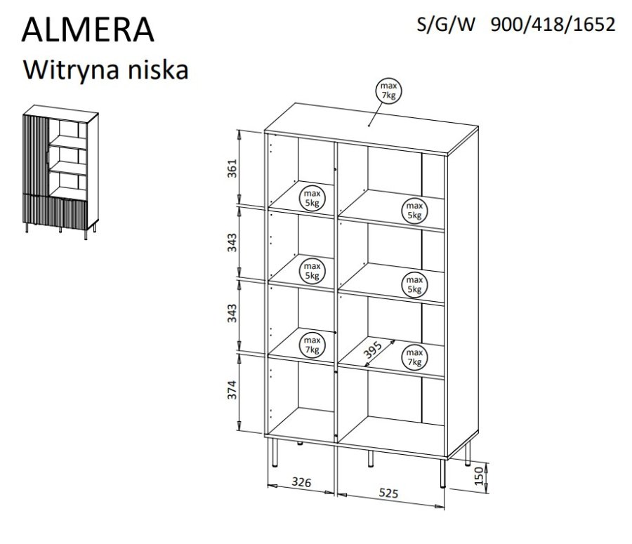 Cama ALMERA 5903815010750 stue opbevaringskabinet Opbevaringsskab #4