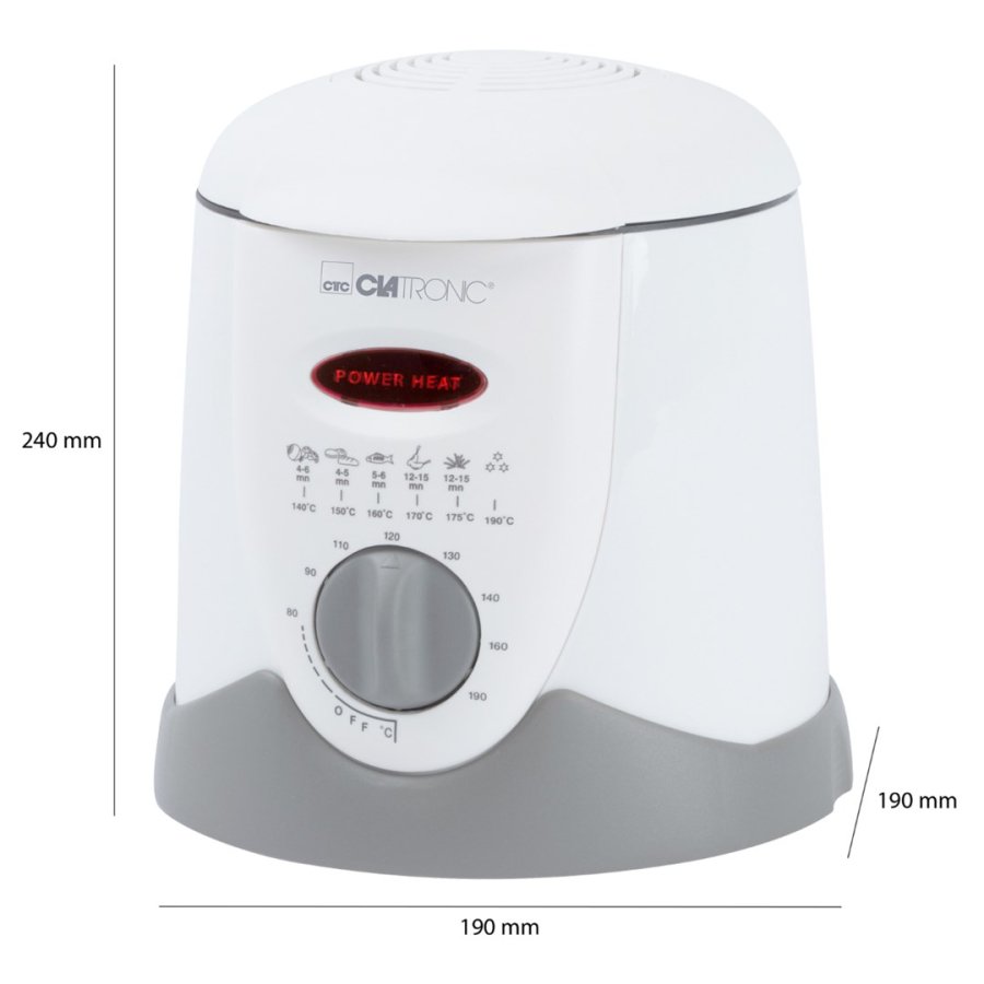 Clatronic FFR 2916 Enkelt 1 L Enkeltstende 900 W Frituregryde Gr, Hvid #17
