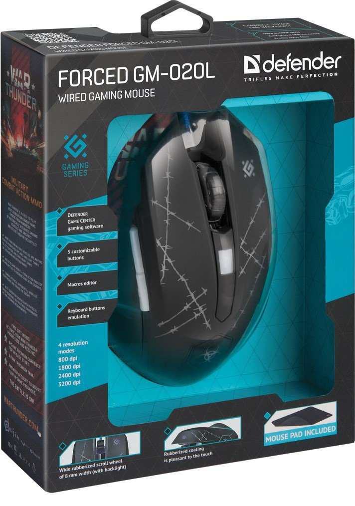Defender Forced GM-020L mus Spil Ambidextrous USB Type-A Optisk 3200 dpi #40