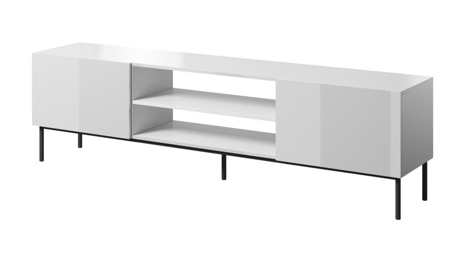 RTV SLIDE 200K kabinet p en sort stlramme 200x40x57 cm, alt i blank hvid #1