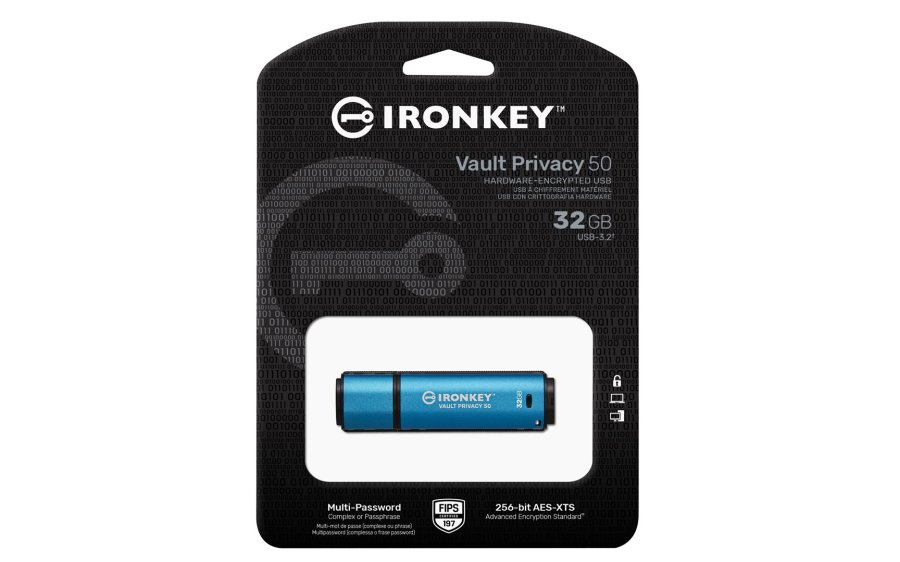 Kingston Technology IronKey 32GB Vault Privacy 50 AES-256 krypteret, FIPS 197 #3