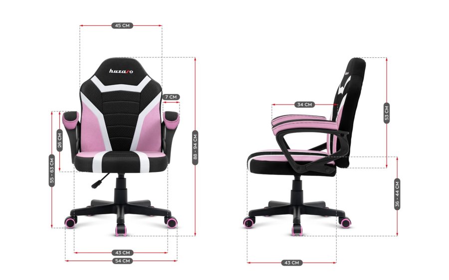 Gaming stol til brn Huzaro Ranger 1.0 Pink Mesh #8