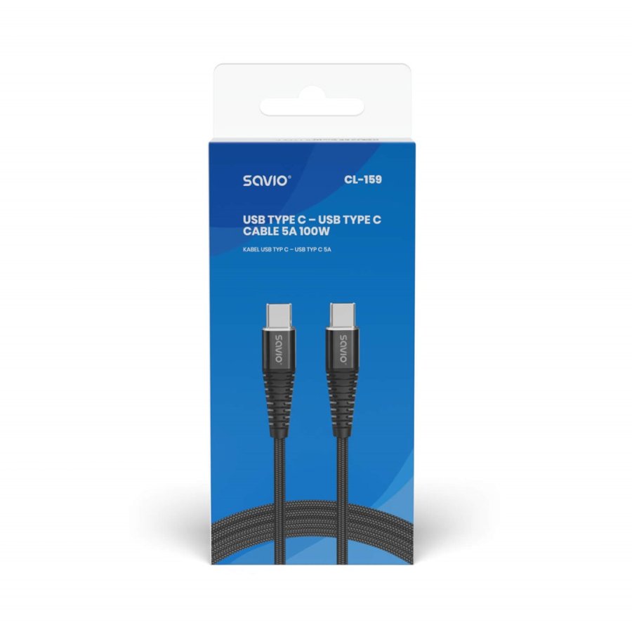 Savio CL-159 USB kabel 1 m USB 2.0 USB C - USB C Sort #3
