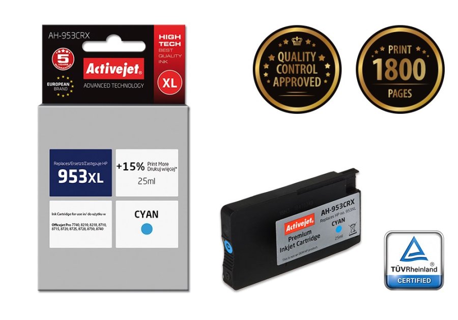 Activejet AH-953CRX Blk (erstatning HP 953XL F6U16AE; Premium; 25 ml; bl) #2