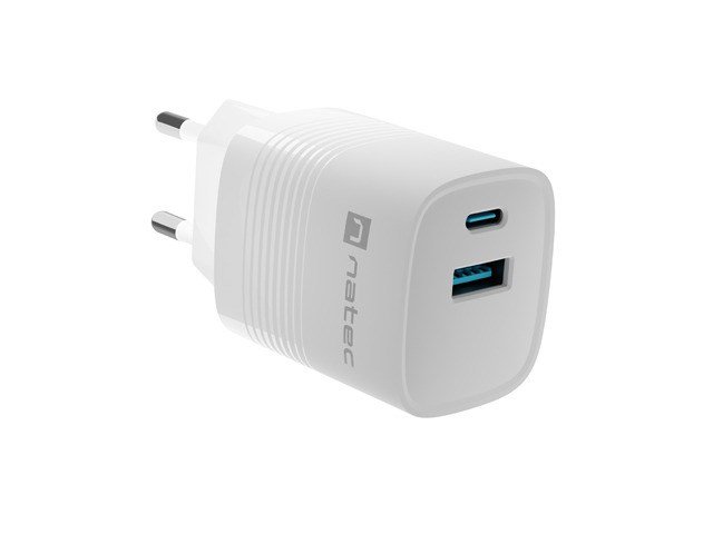 NATEC RIBERA GAN OPLADER 1X USB-A + 1X USB-C 30W HVID #1