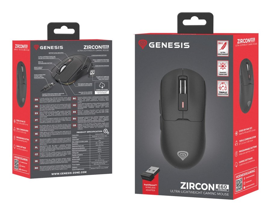 GENESIS Zircon 660 mus Spil Hjre hnd RF Wireless + Bluetooth + USB Type-A Optisk 12000 dpi #11