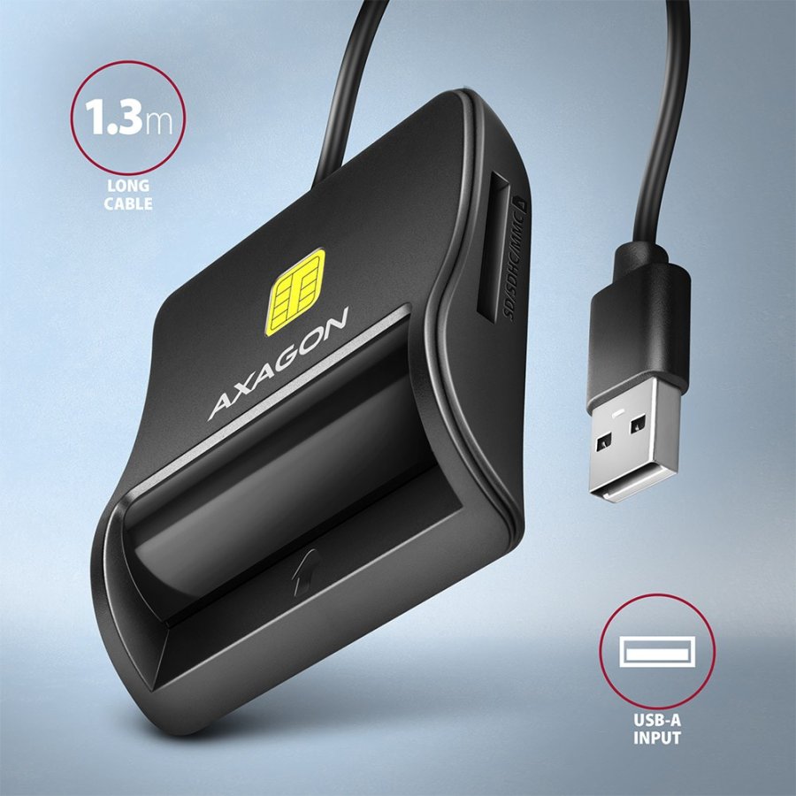 Axagon CRE-SM3SD USB Smart card & SD/microSD/SIM Flat smartcard lser Indendrs USB 2.0 Sort #6