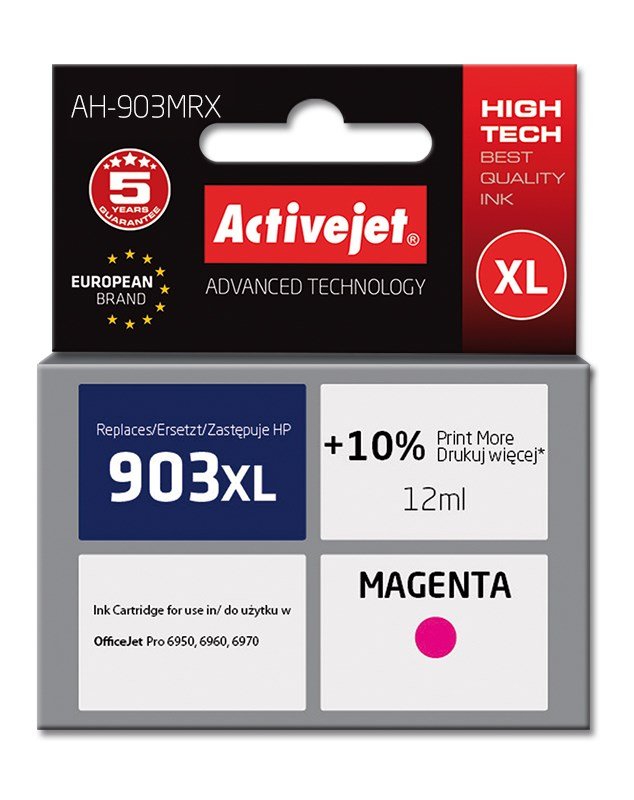 Activejet AH-903MRX Blk (erstatning HP 903XL T6M07AE; Premium; 12 ml; rd) #1