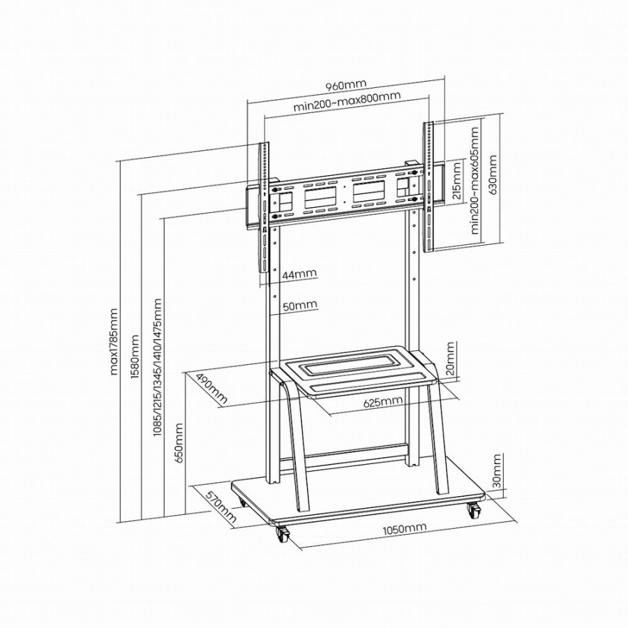 Gembird TVS-100F-01 skrmbeslag til skiltning 2,54 m (100