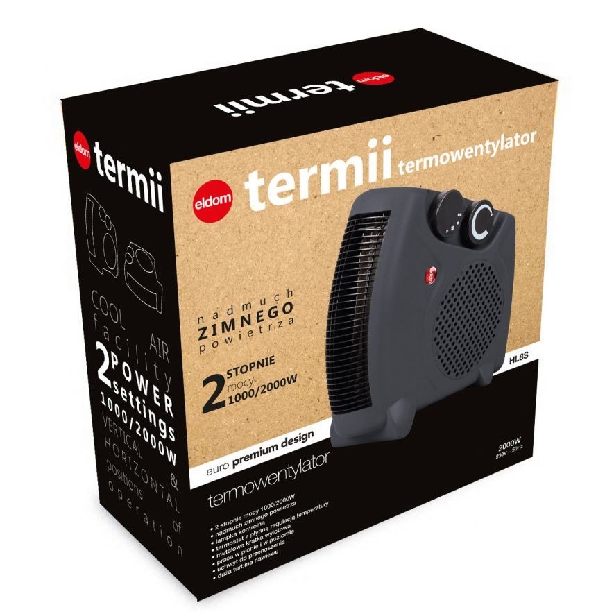 ELDOM HL8S Bl�ser med elektrisk omr�devarmer Indend�rs Gr� 2000 W #3